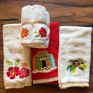 Tropical theme - 3 hand towels and wash clothes set